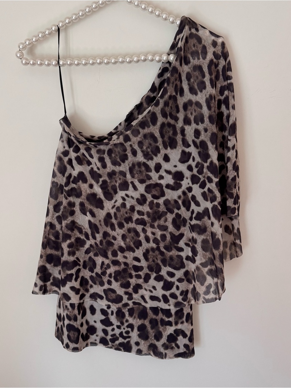 cache mesh one shoulder cheetah top